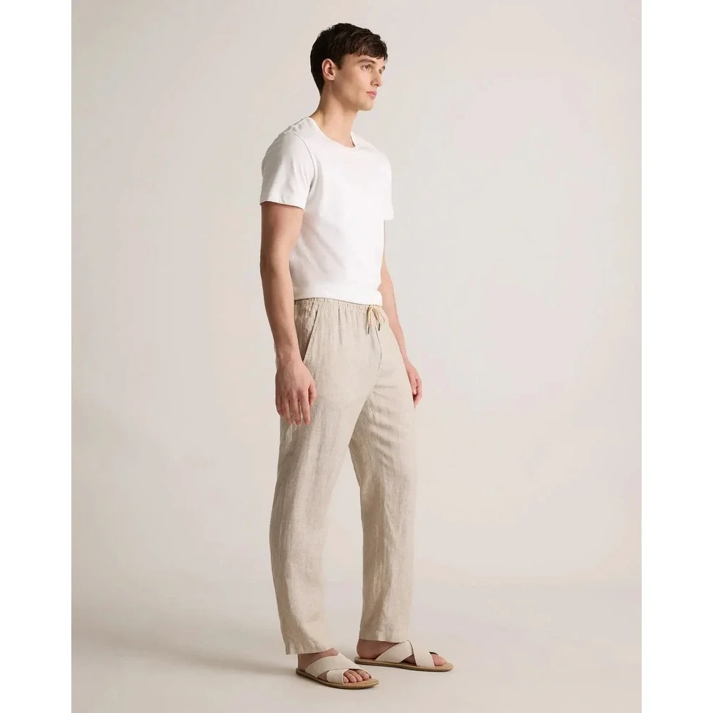 NWT Quince | Linen Drawstring Beach Pants Large Sand European Linen CMA01